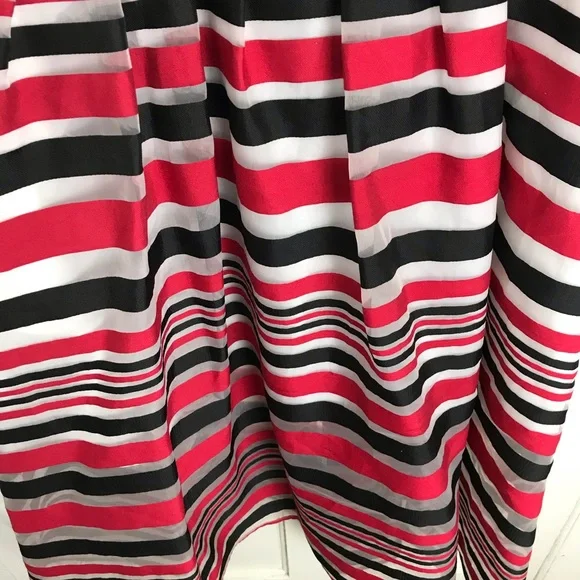 EY Boutique : size M : formal sheer striped short sleeve fit & flare midi-dress - Picture 4 of 8